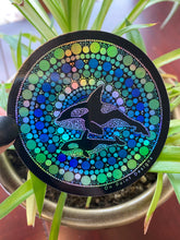 Load image into Gallery viewer, Holographic Killer Whale Circle Sticker