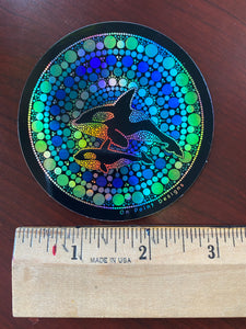 Holographic Killer Whale Circle Sticker